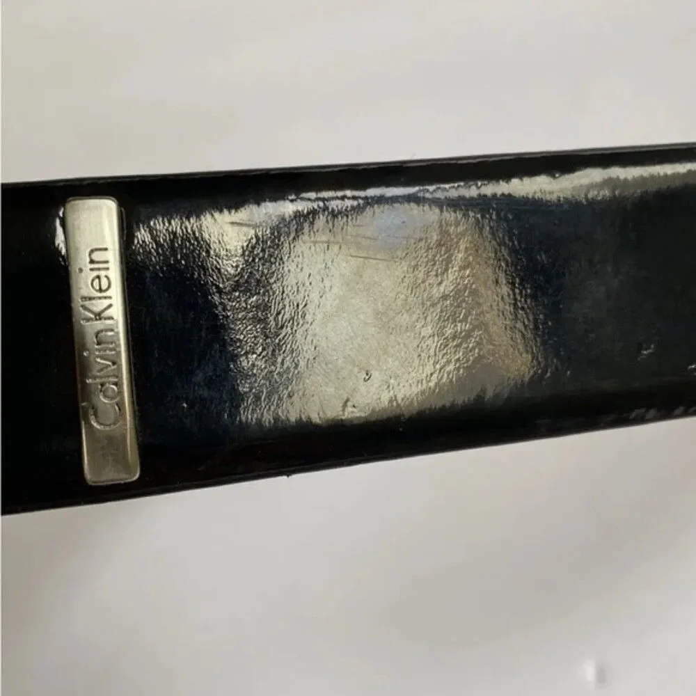 Calvin Klein Men's Black Genuine Leather, Buckle Dress Belt Size S